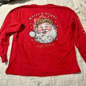 Simply Southern Red Santa Long Sleeve Shirt XXL
